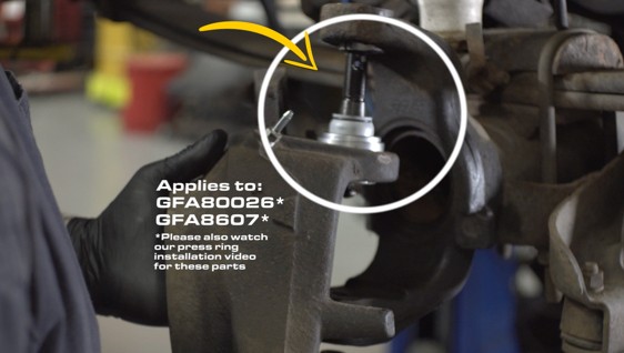 Poster image for video about GFA80026 OR GFA8607 BALL JOINT INSTALLATION – SELECT DODGE RAM & FORD TRUCK APPLICATIONS